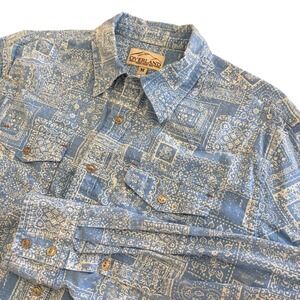 Overland Bandana Print Western Shirt Mens M Buffalo Snap Handkerchief